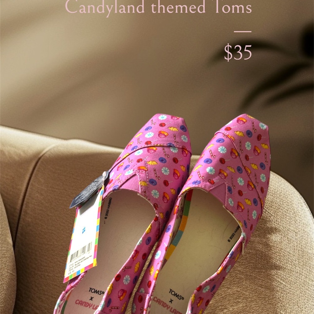 Toms Candy Land Themed Pink Slip-on Shoes